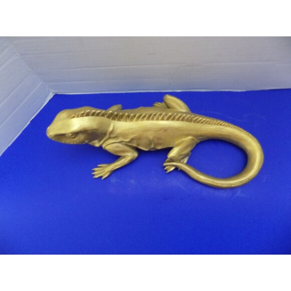 NEW Iguana Lizard Figurine Statue Home Decor Gold Iguana - Picture 4 of 5